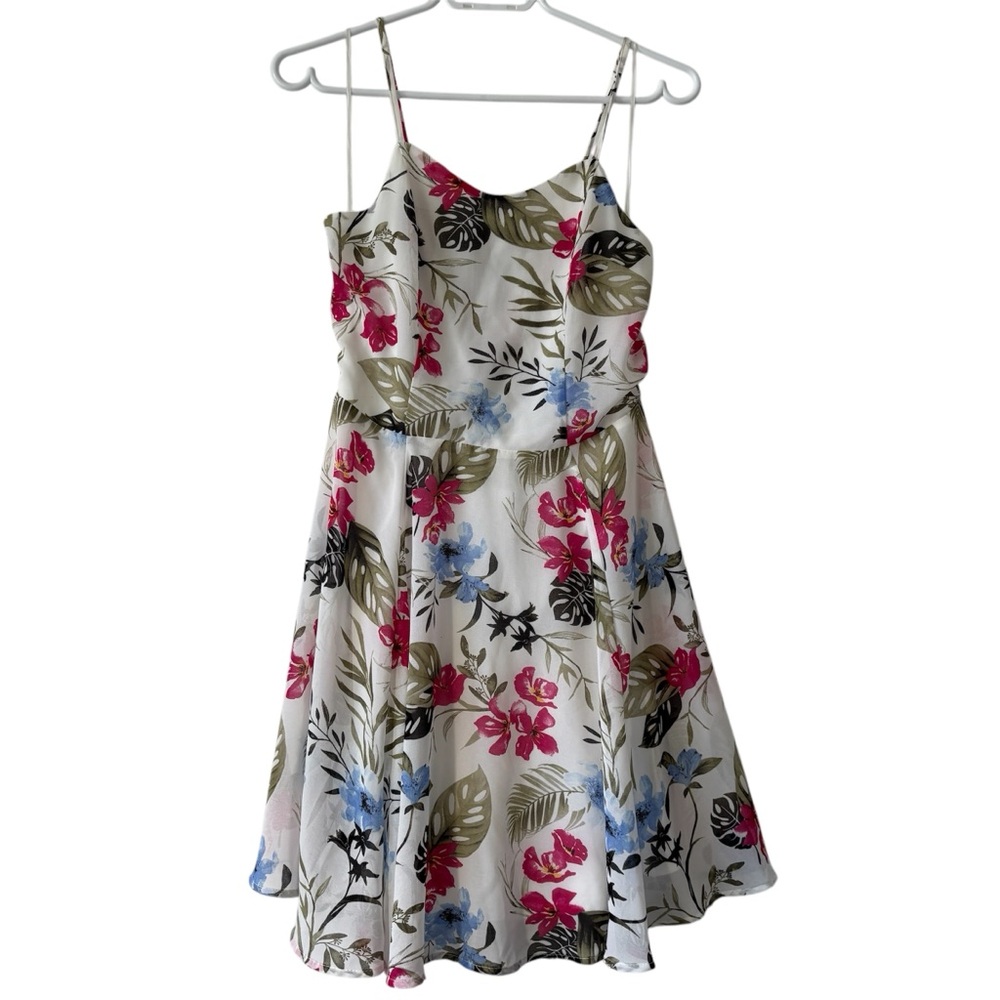 SUZY SHIER Floral Spaghetti sundress adjustable Strap Dress size xs